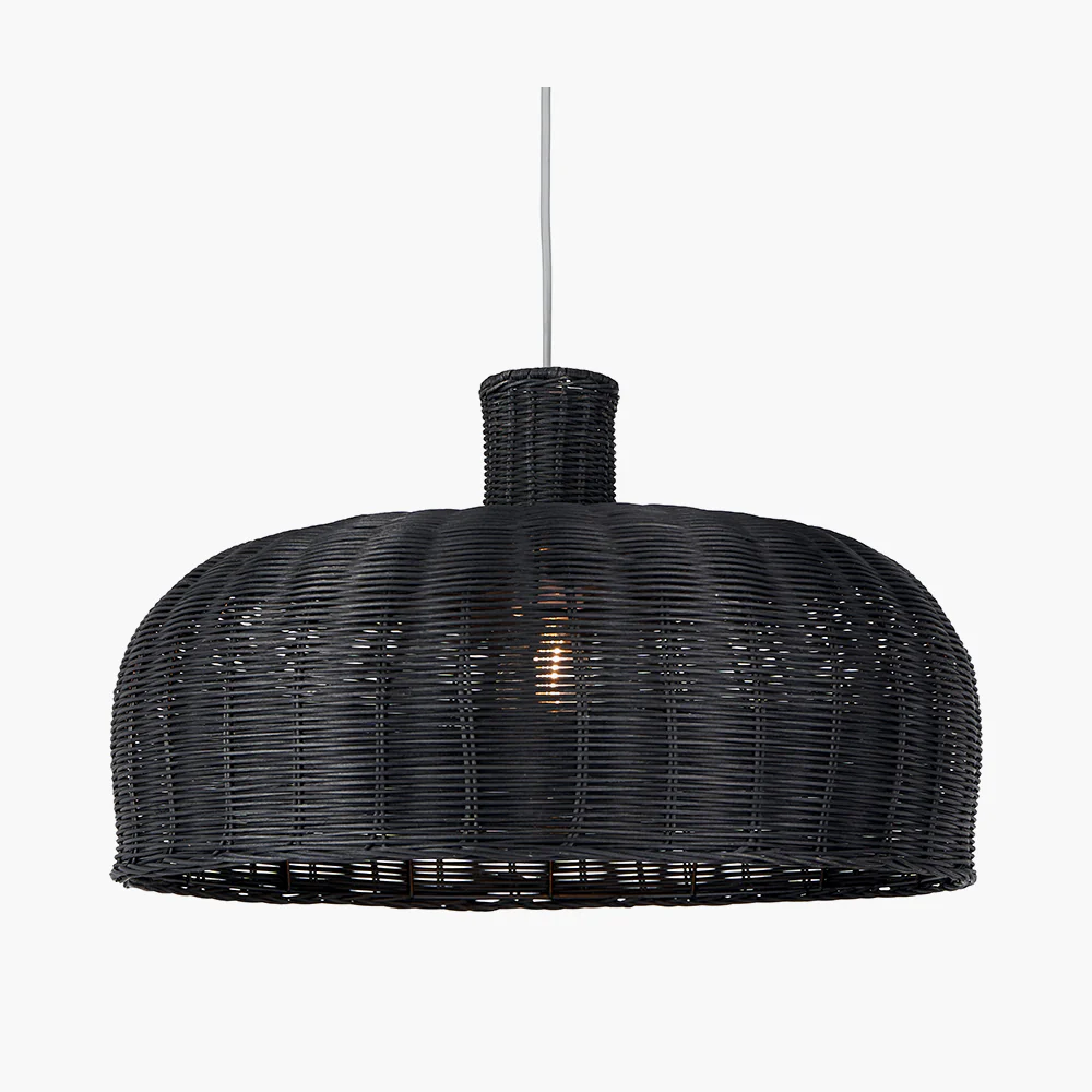 Pacific Lifestyle Nils Black Rattan Dome Pendant - Image 2