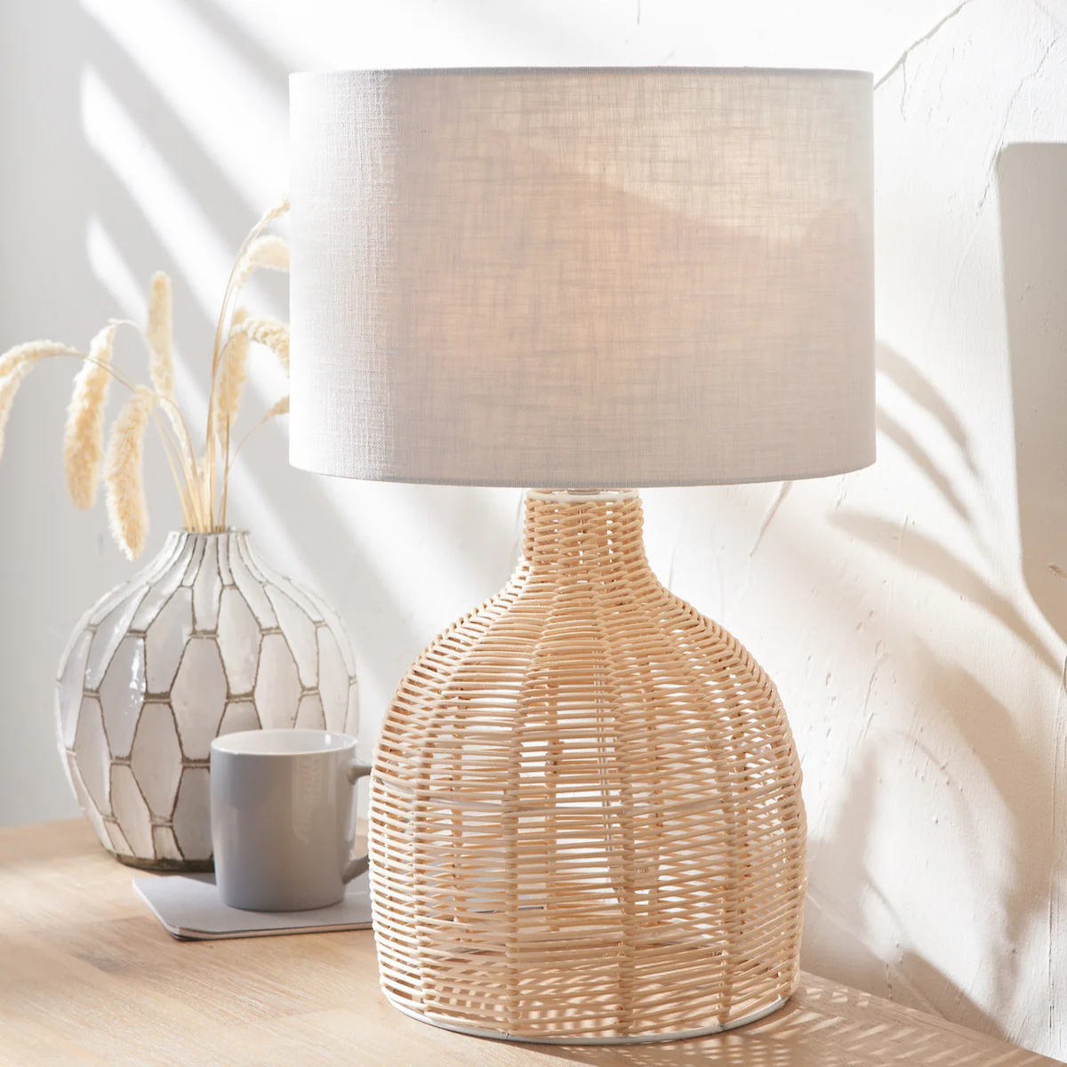Pacific Lifestyle Nils Natural Rattan Cloche Table Lamp - Image 5