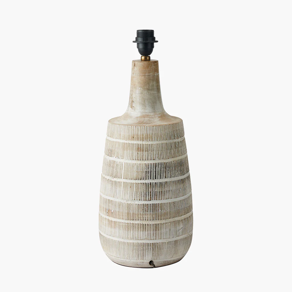 Pacific Lifestyle Olav White Wash Wood Textured Tall Neck Table Lamp Base - Image 3