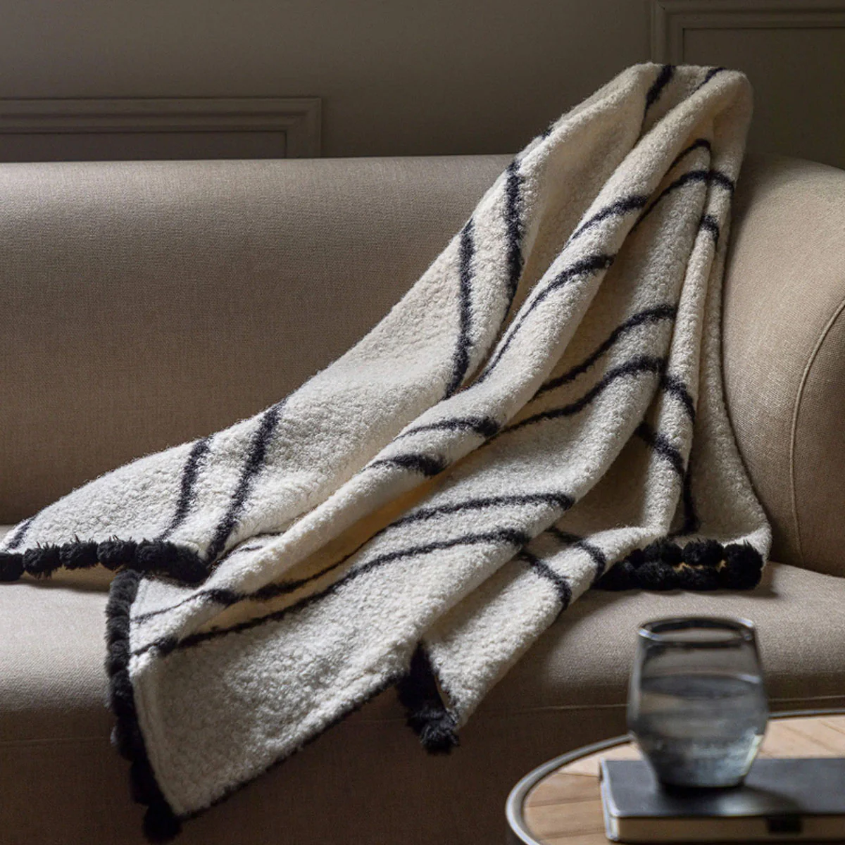 Gallery Direct Ophelia Scalloped Throw Cream & Black - Image 6