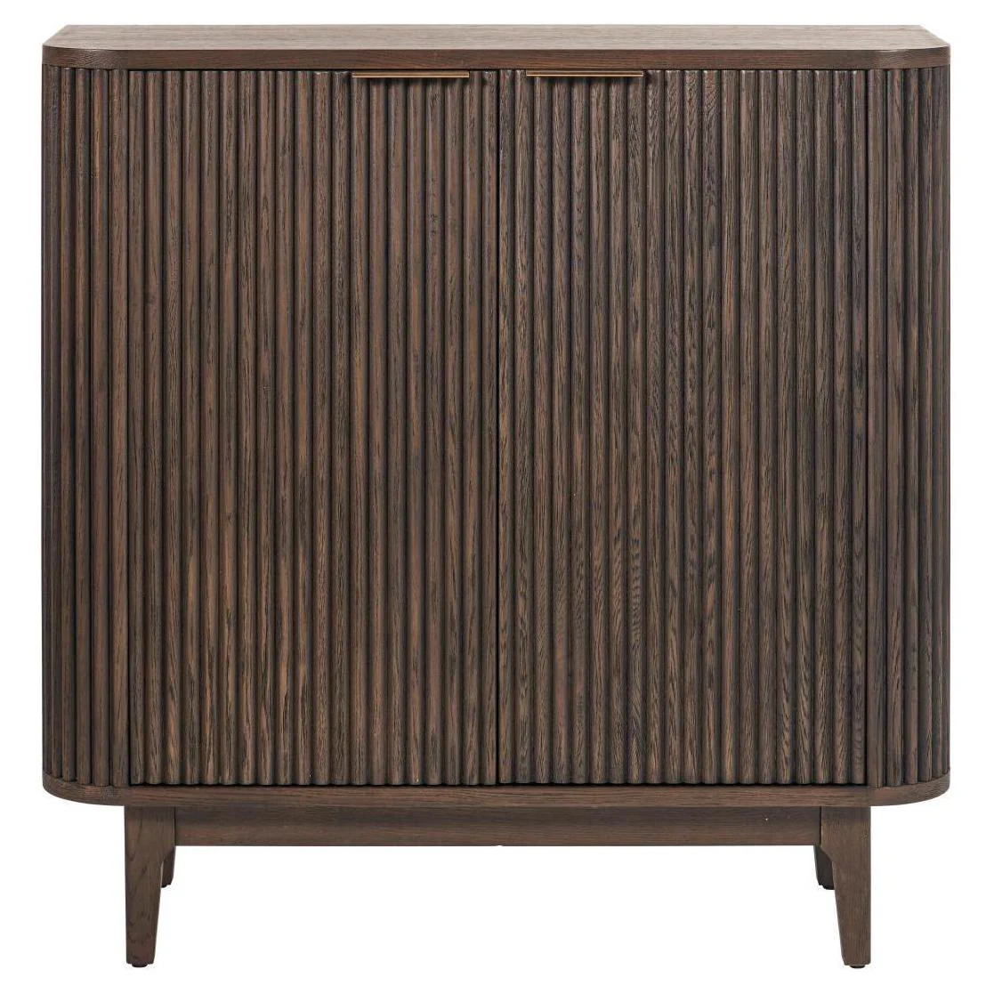 Pacific Lifestyle Oskar Dark Brown Ribbed Oak and Pine Wood 2 Door Bar Cabinet