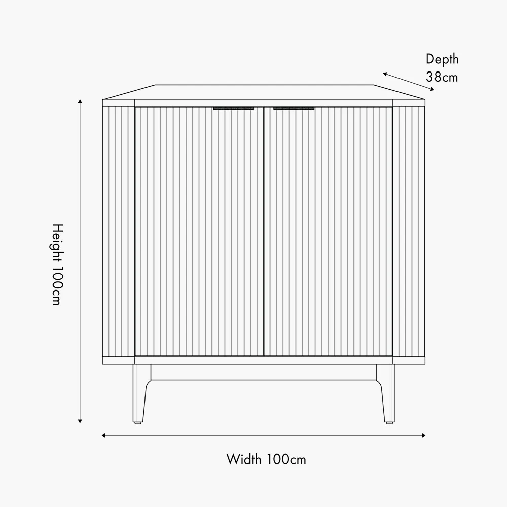 Pacific Lifestyle Oskar Dark Brown Ribbed Oak and Pine Wood 2 Door Bar Cabinet - Image 5