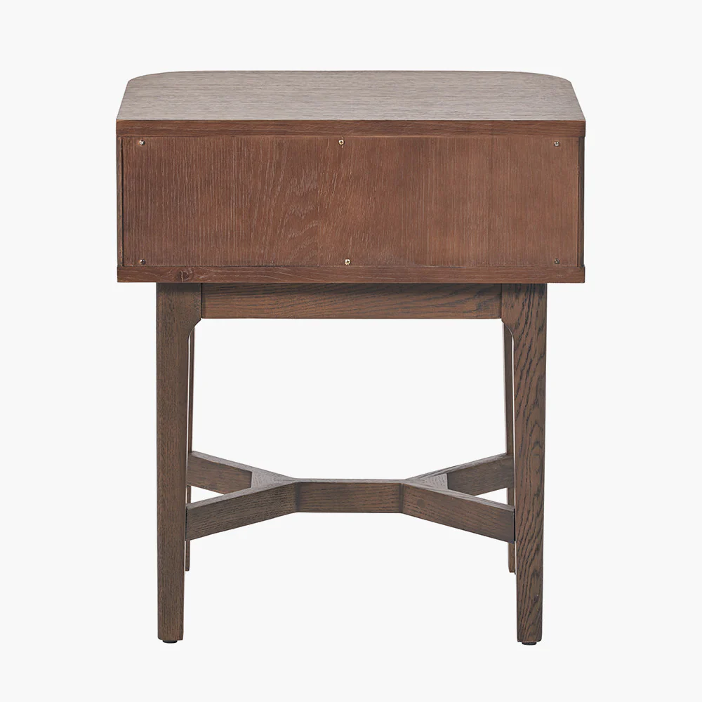 Pacific Lifestyle Raie Dark Brown Ribbed Oak and Pine Wood 1 Drawer Unit - Image 5