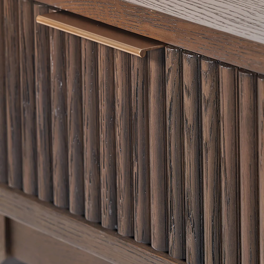 Pacific Lifestyle Raie Dark Brown Ribbed Oak and Pine Wood 1 Drawer Unit - Image 9