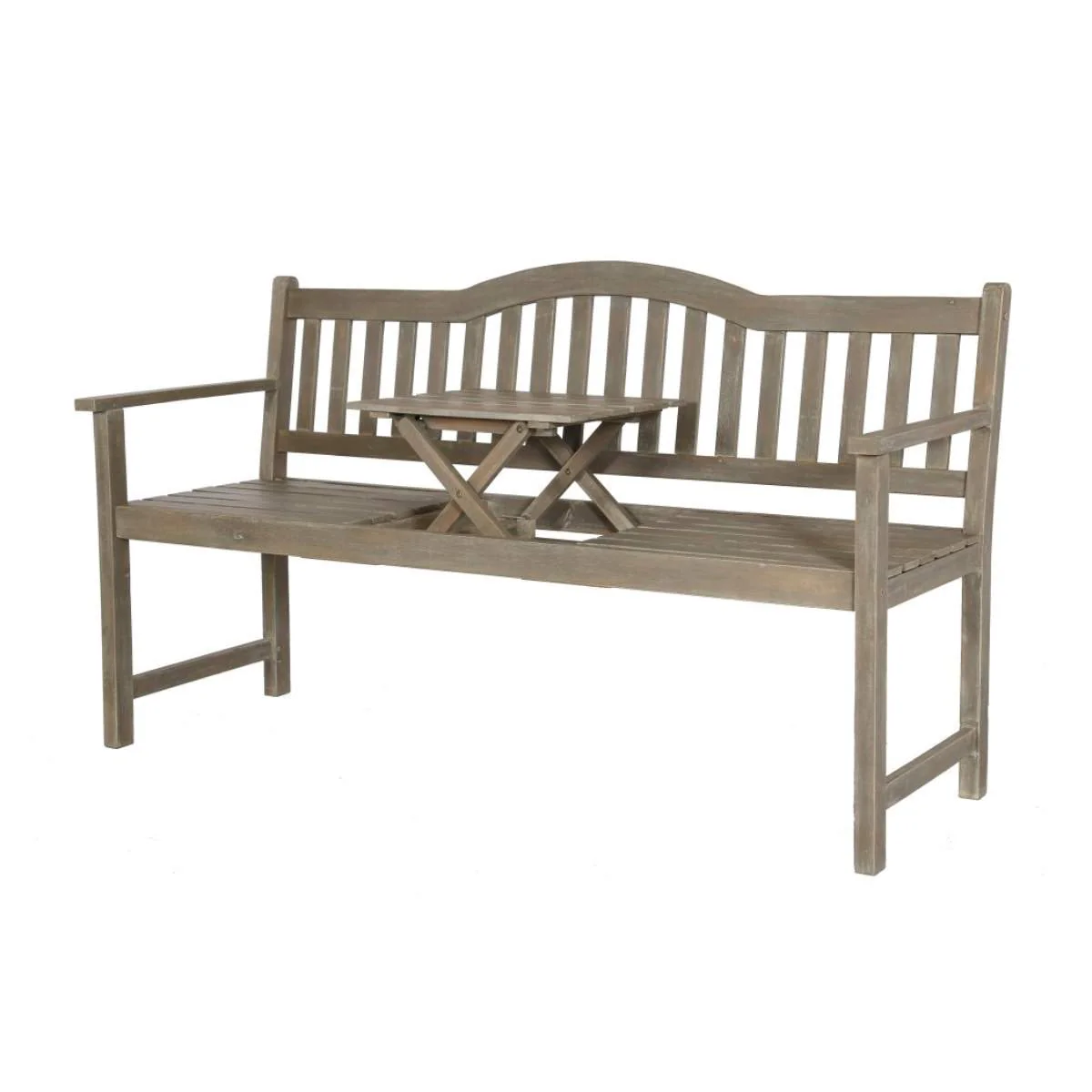 Pacific Lifestyle Richmond Antique Grey Outdoor Bench with Pop Up Table - Image 2