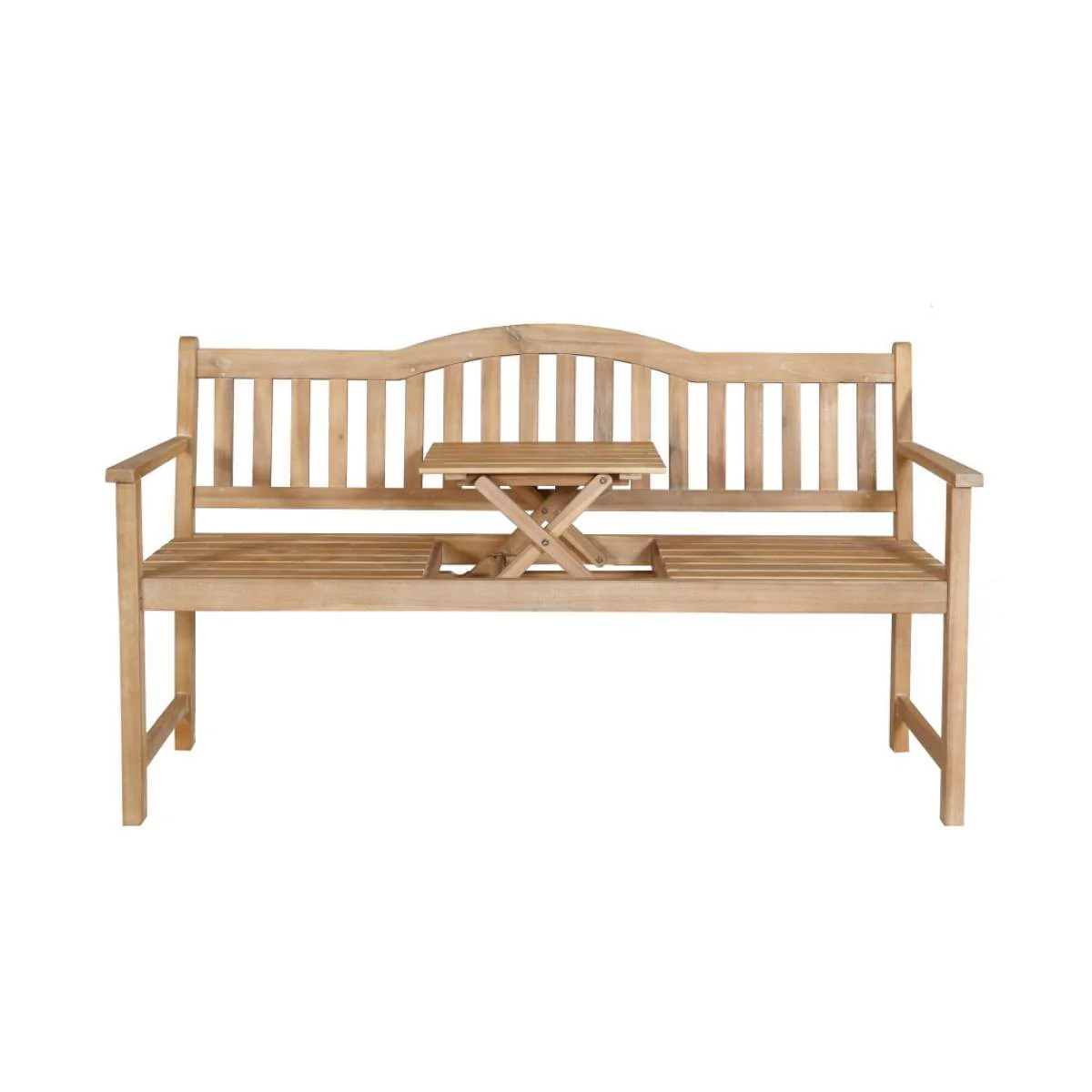 Pacific Lifestyle Richmond Light Teak Outdoor Bench with Pop Up Table