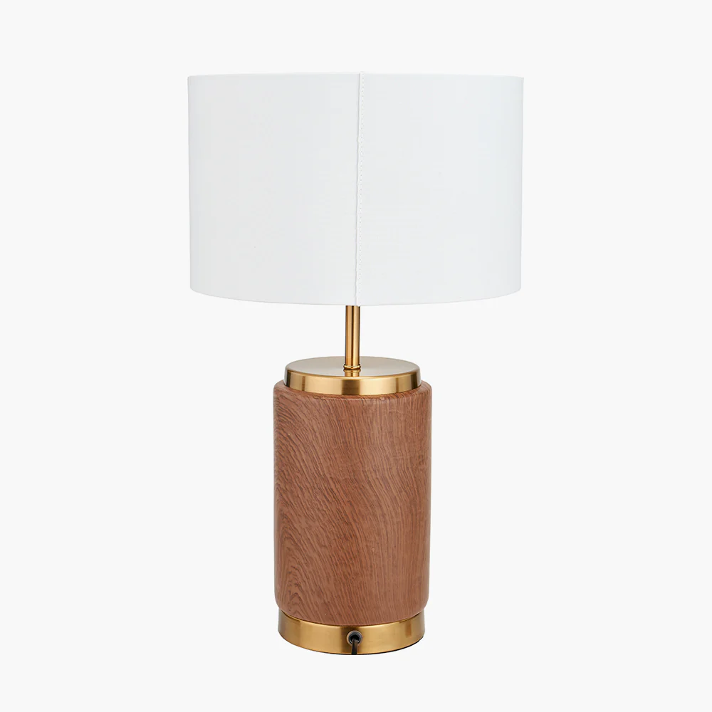 Pacific Lifestyle Rune Wood Effect Ceramic Table Lamp - Image 4