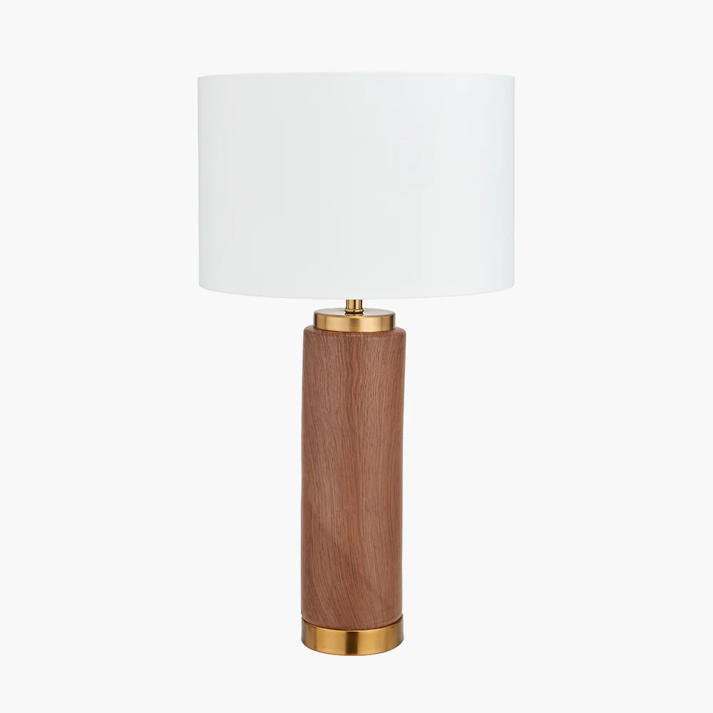 Pacific Lifestyle Rune Wood Effect Ceramic Tall Table Lamp - Image 2