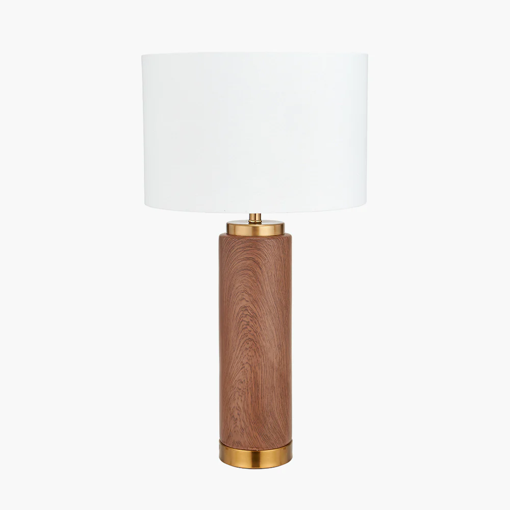 Pacific Lifestyle Rune Wood Effect Ceramic Tall Table Lamp - Image 3