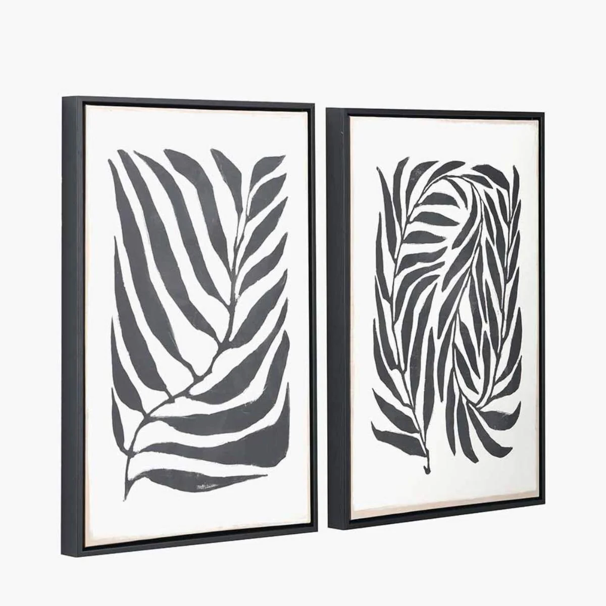 Pacific Lifestyle S/2 Black Leaf Print Canvases with Black Frames - Image 2