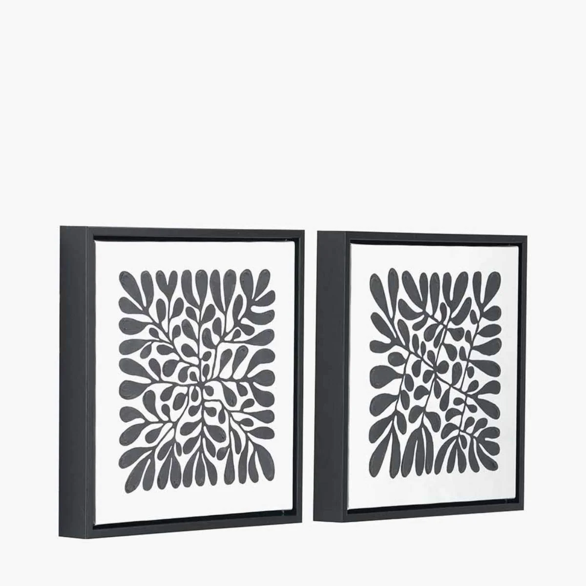 Pacific Lifestyle S/2 Black Leaf Print Square Canvases with Black Frames - Image 2
