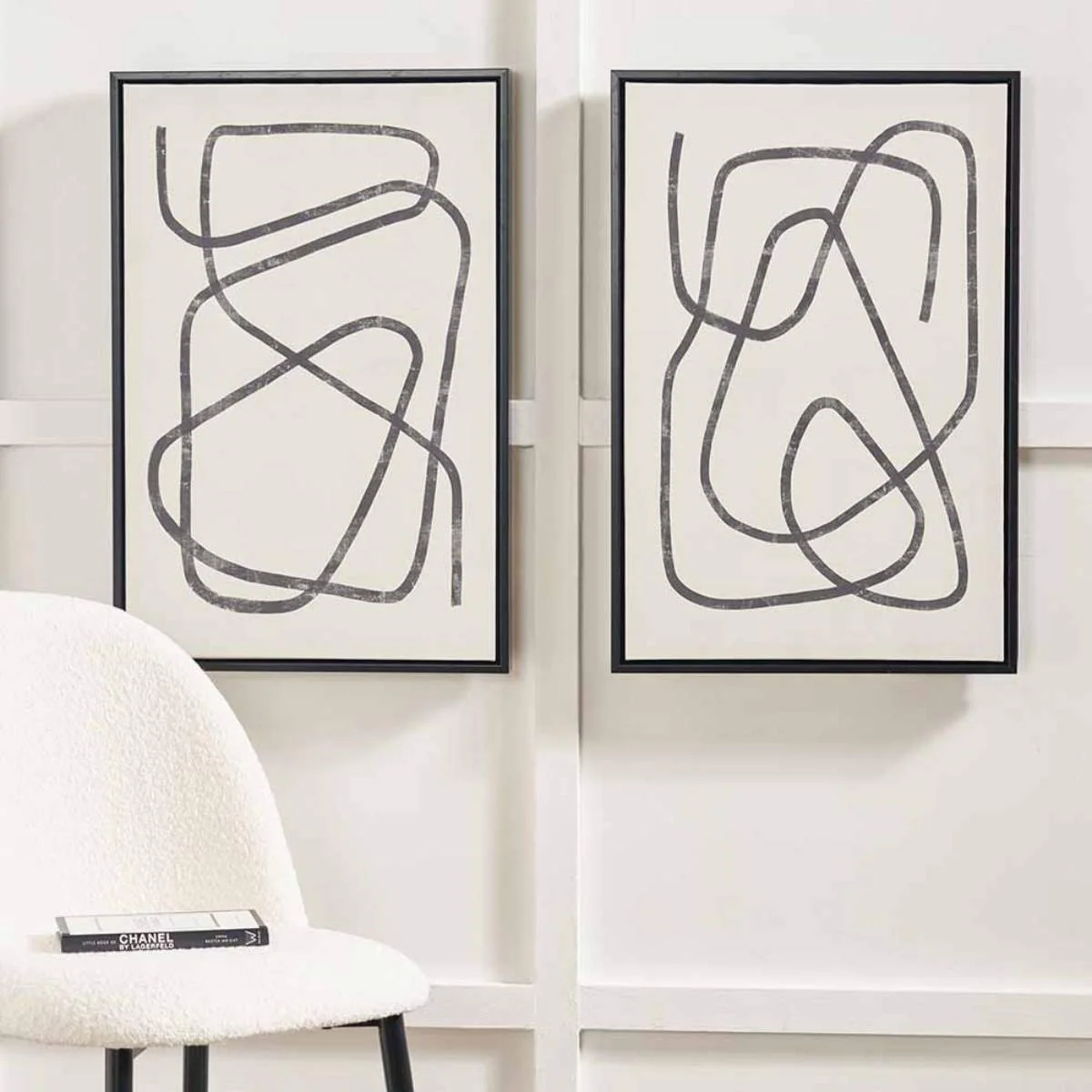 Pacific Lifestyle S/2 Black Squiggle Print Canvases with Black Frames - Image 8