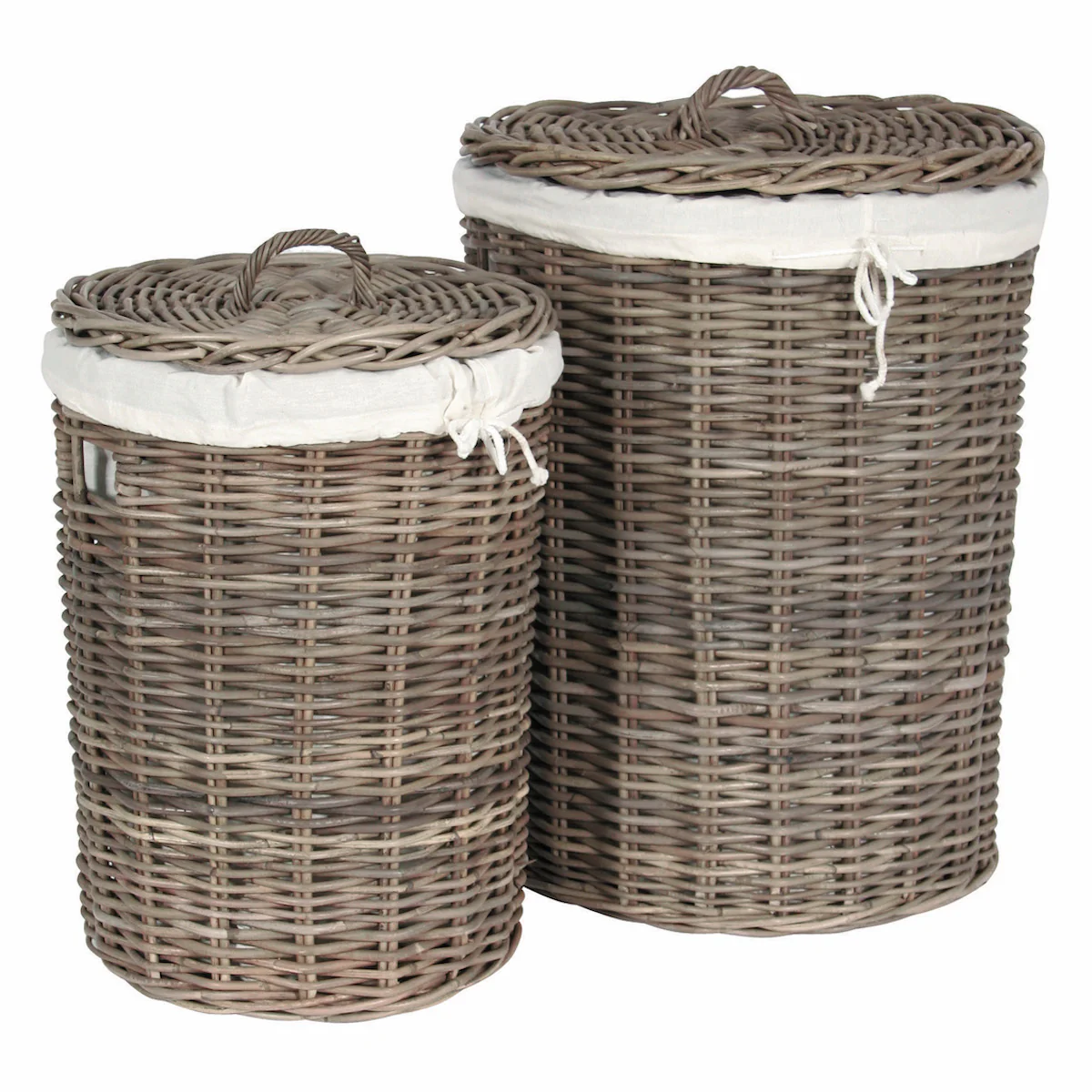 Pacific Lifestyle S/2 Grey Kubu Round Linen Baskets - Image 2