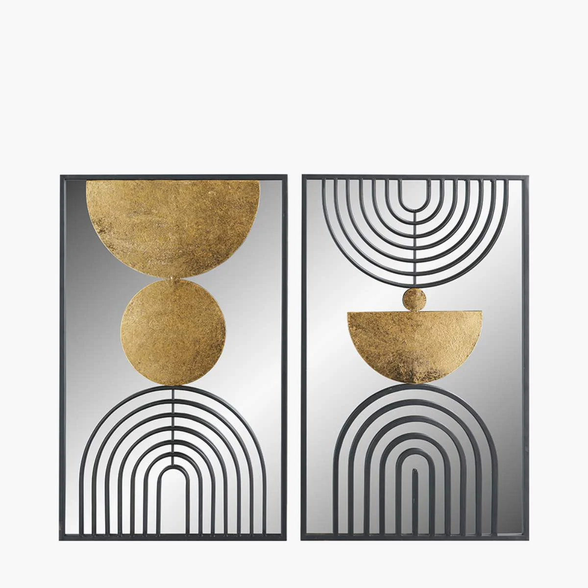 Pacific Lifestyle S/2 Mirrored, Black and Gold Metal Wall Art