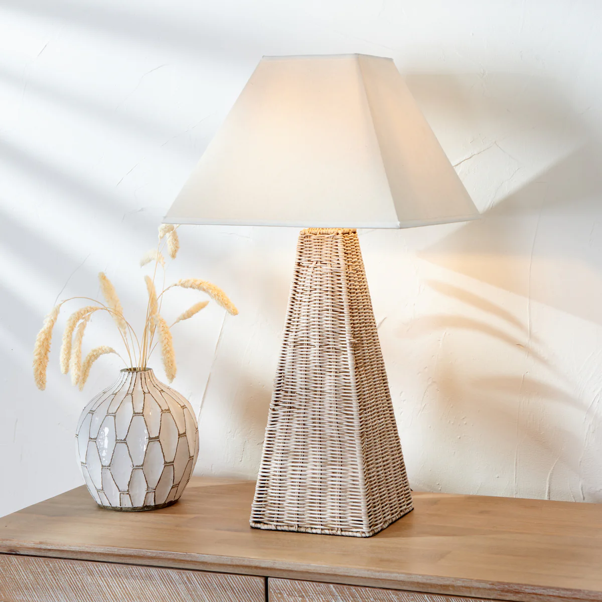 Pacific Lifestyle Seacomb Rattan Pyramid Table Lamp Base - Image 5