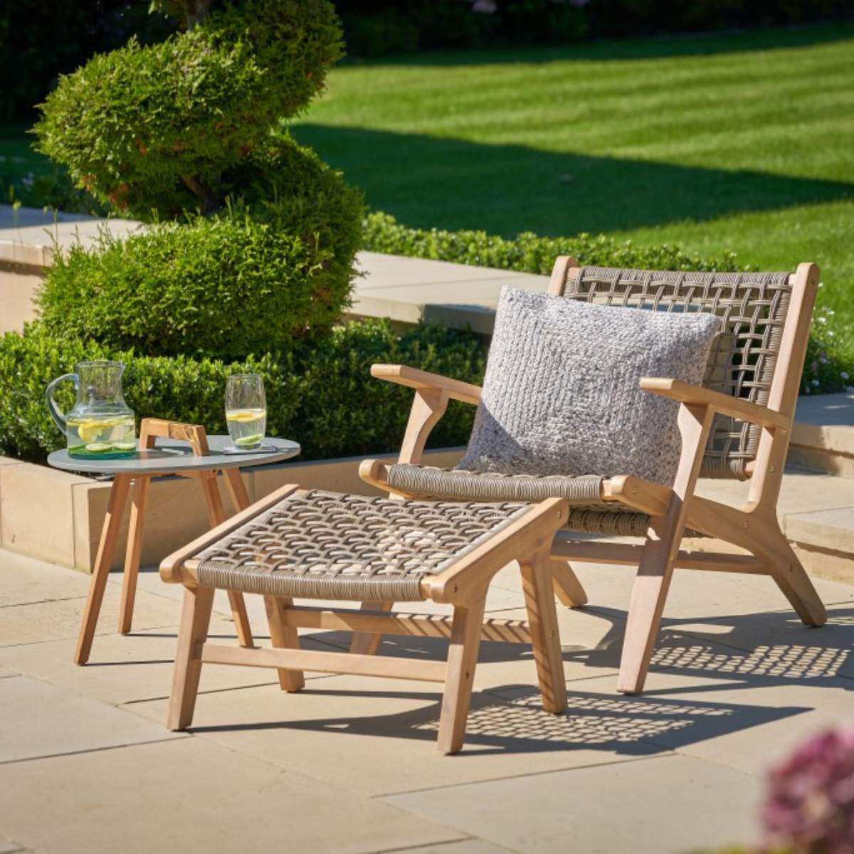Pacific Lifestyle Sesto Outdoor Chair and Hocker Set - Image 18