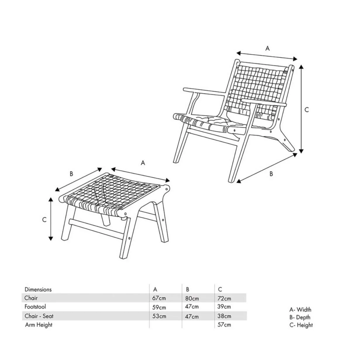 Pacific Lifestyle Sesto Outdoor Chair and Hocker Set - Image 20