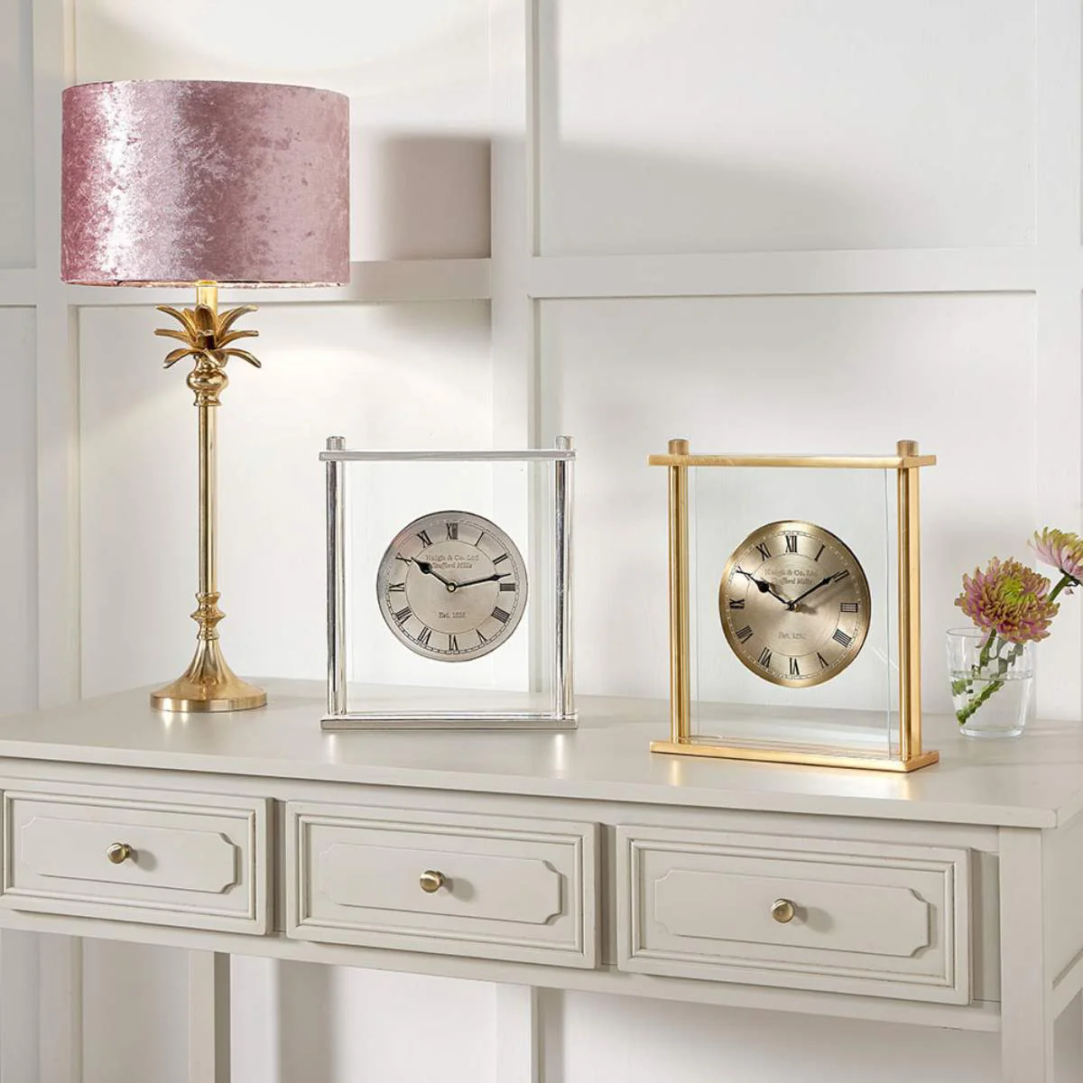 Pacific Lifestyle Silver Metal and Glass Floating Clock Face Square Table Clock - Image 7