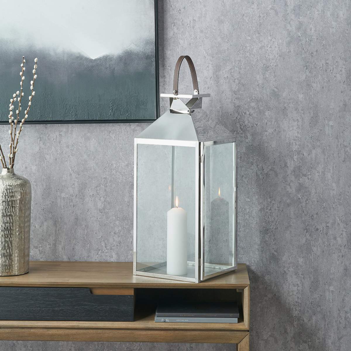 Pacific Lifestyle Silver Stainless Steel and Glass Large Lantern - Image 6
