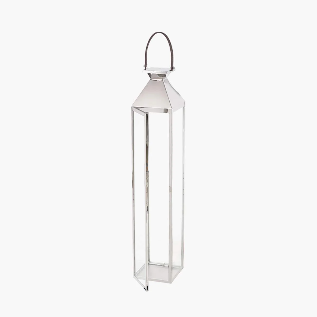 Pacific Lifestyle Silver Stainless Steel and Glass Large Tall Lantern - Image 3