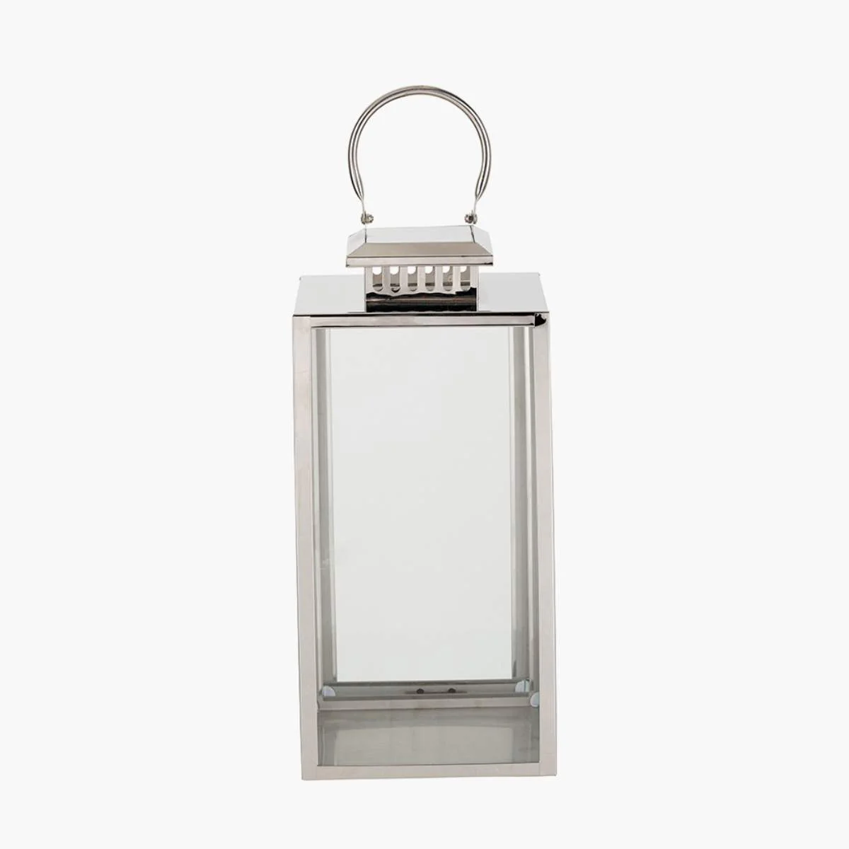 Pacific Lifestyle Silver Stainless Steel and Glass Rectangular Lantern - Image 4