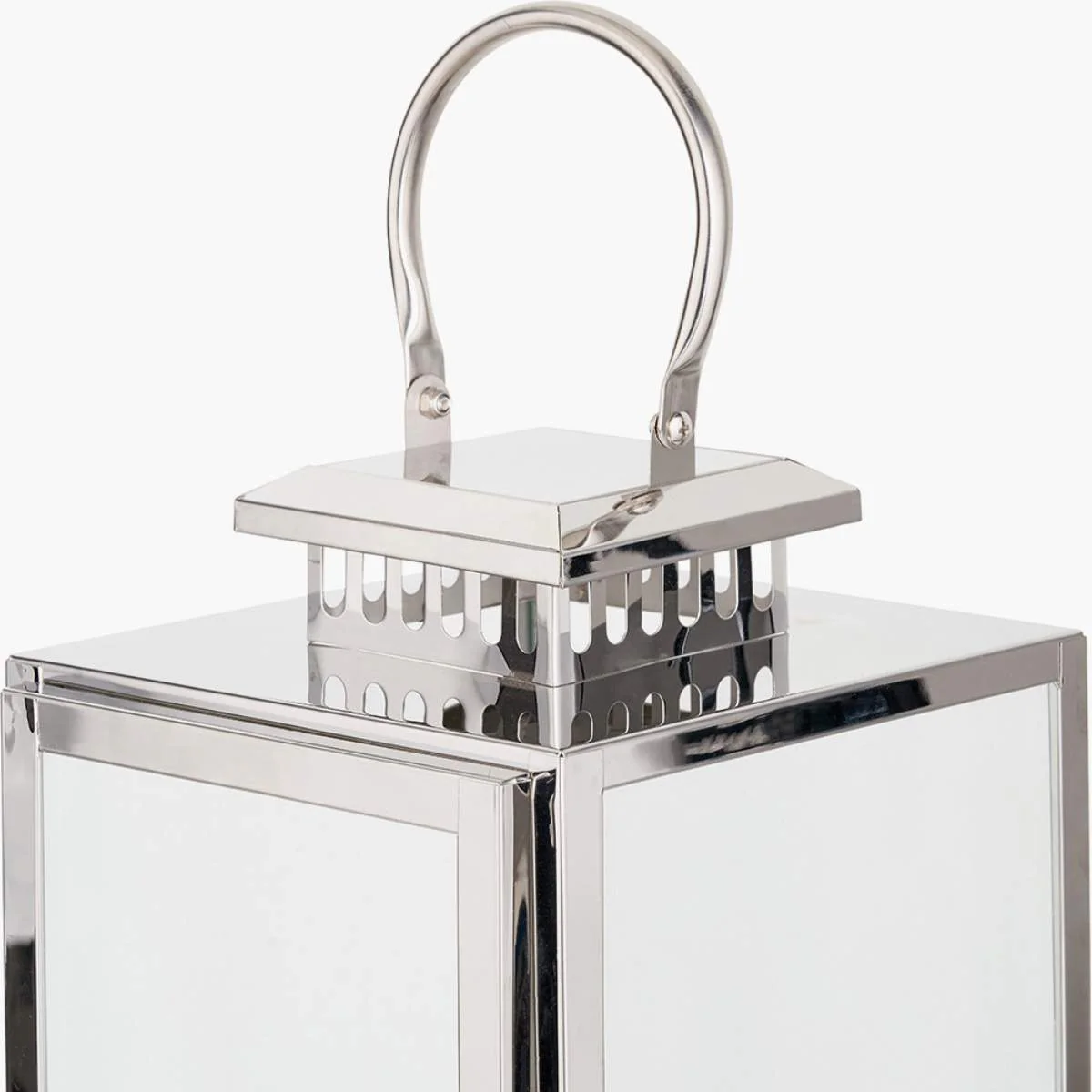 Pacific Lifestyle Silver Stainless Steel and Glass Rectangular Lantern - Image 5