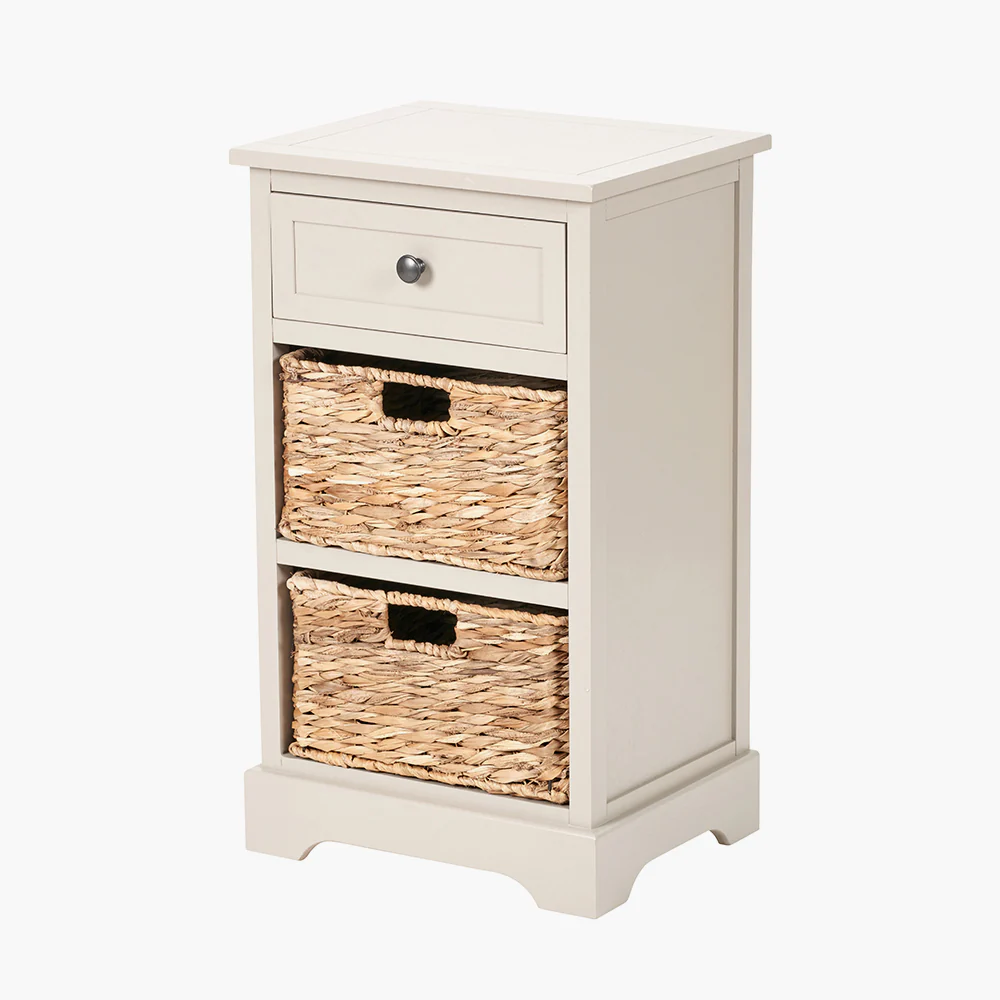 Pacific Lifestyle Sivert Putty Pine Wood 1 Drawer 2 Basket Unit - Image 2