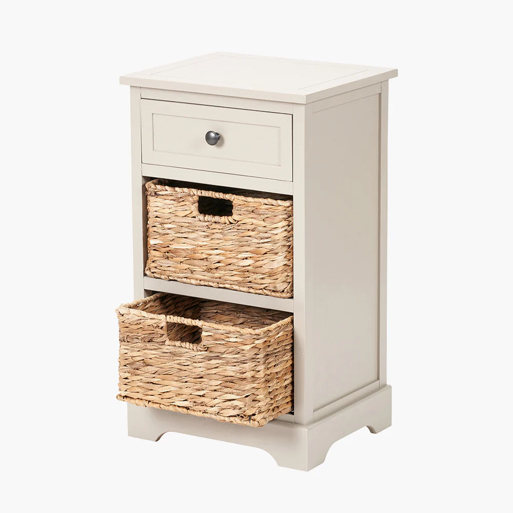 Pacific Lifestyle Sivert Putty Pine Wood 1 Drawer 2 Basket Unit - Image 3