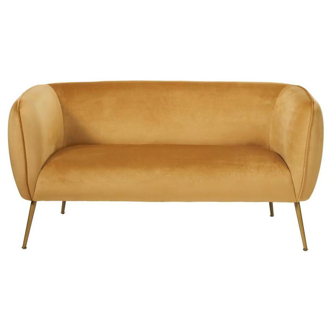 Pacific Lifestyle Soren Gold Velvet and Metal Sofa