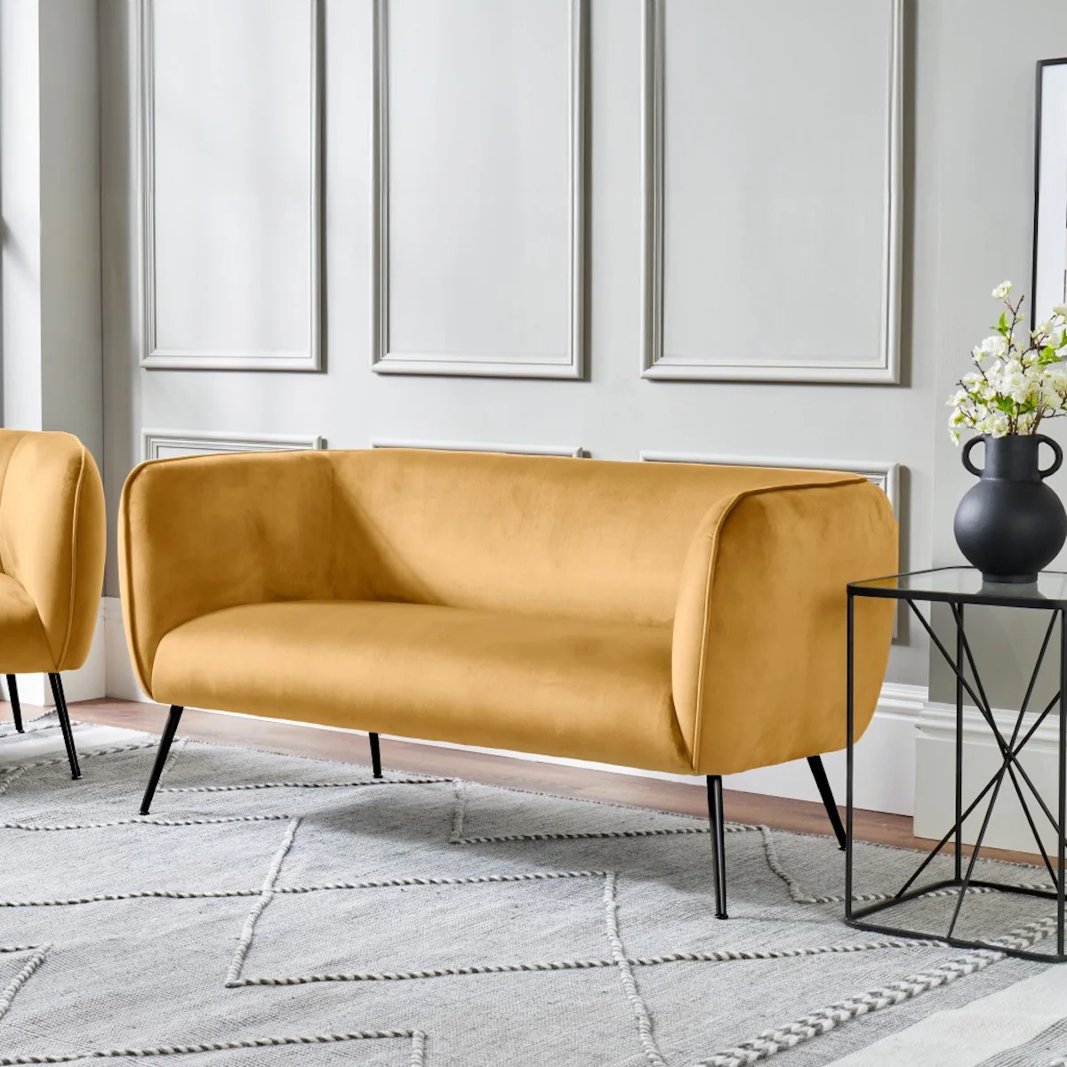 Pacific Lifestyle Soren Gold Velvet and Metal Sofa - Image 12