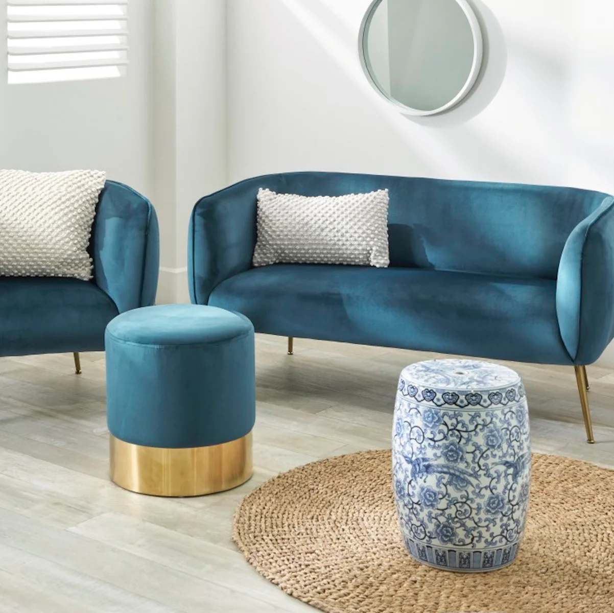 Pacific Lifestyle Soren Sapphire Blue Velvet and Metal Sofa - Image 7