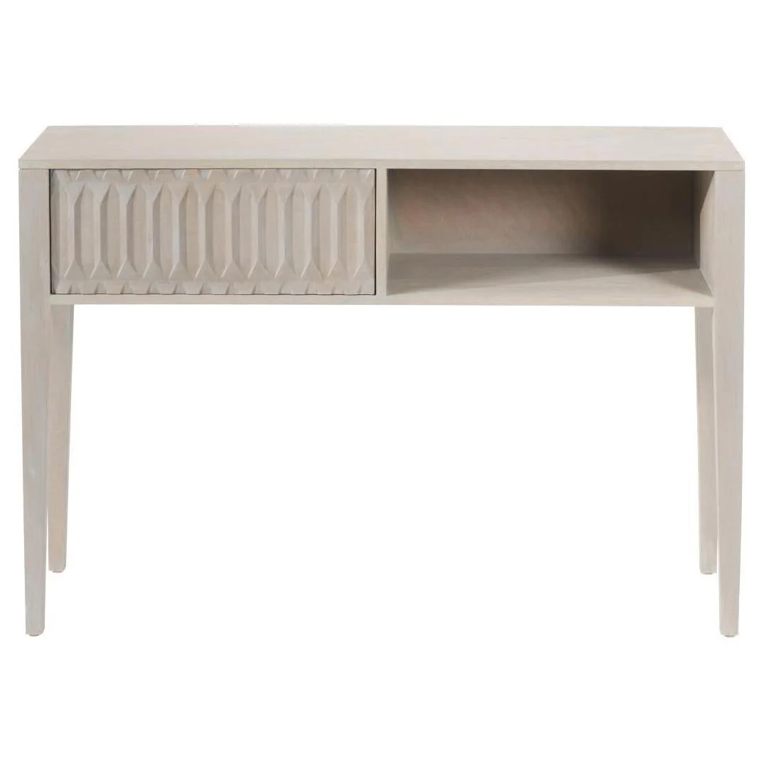 Pacific Lifestyle Stig Light Grey Mango Wood 1 Drawer Console Table