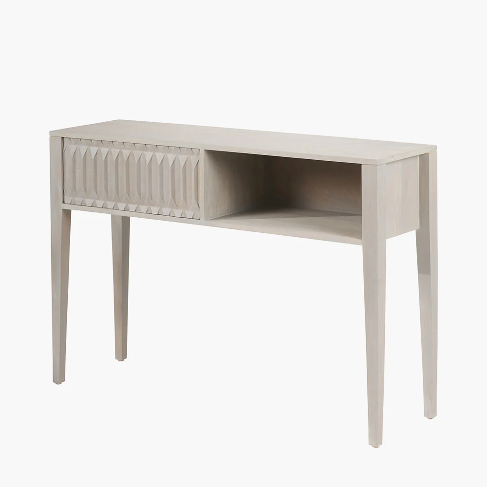 Pacific Lifestyle Stig Light Grey Mango Wood 1 Drawer Console Table - Image 2