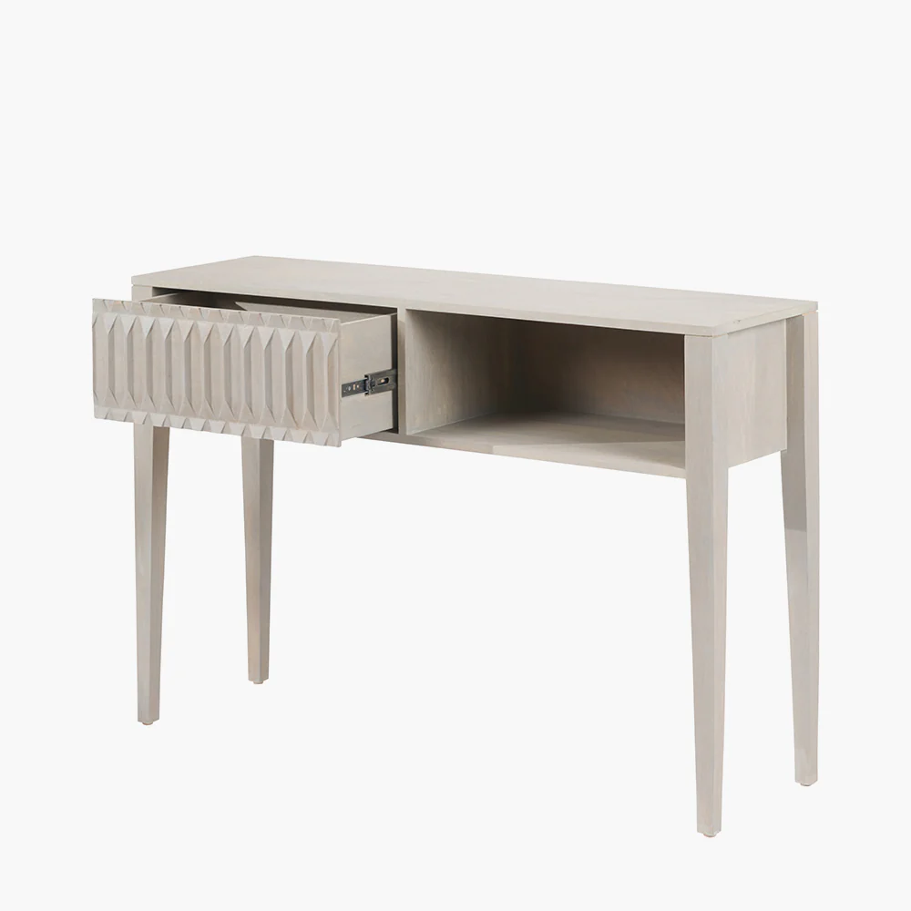 Pacific Lifestyle Stig Light Grey Mango Wood 1 Drawer Console Table - Image 3
