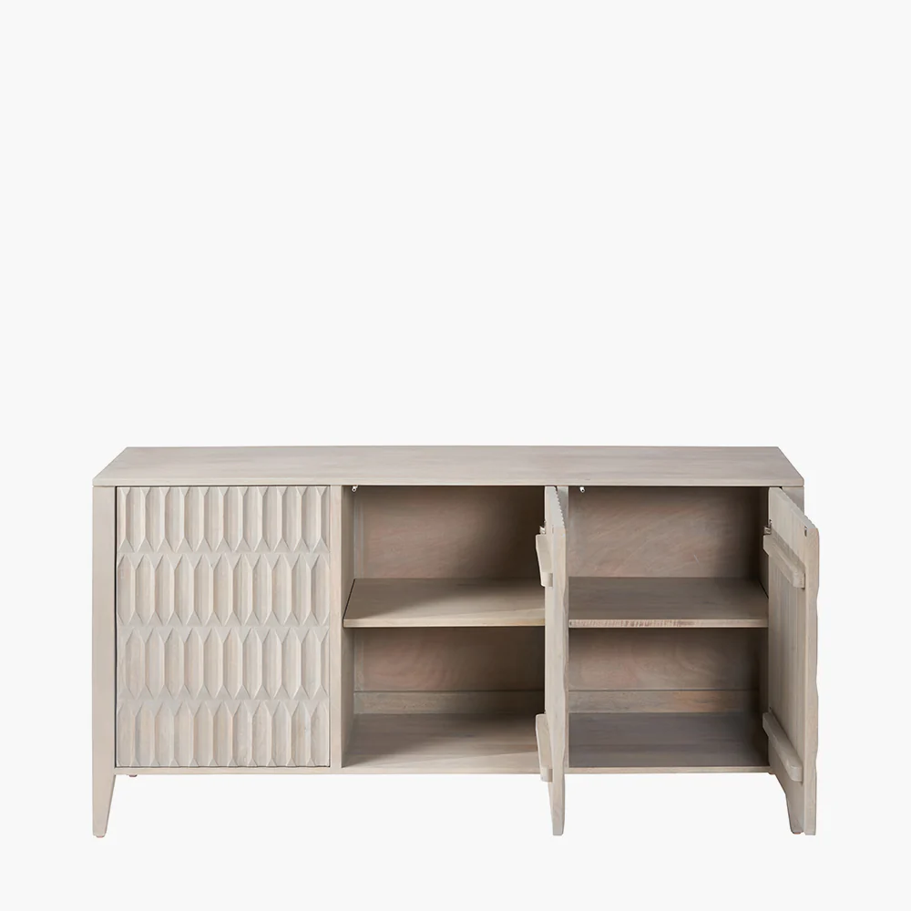 Pacific Lifestyle Stig Light Grey Mango Wood 3 Door Sideboard - Image 4