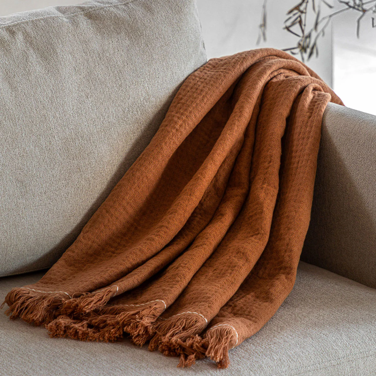 Gallery Direct Stitched Border Waffle Throw - Image 8