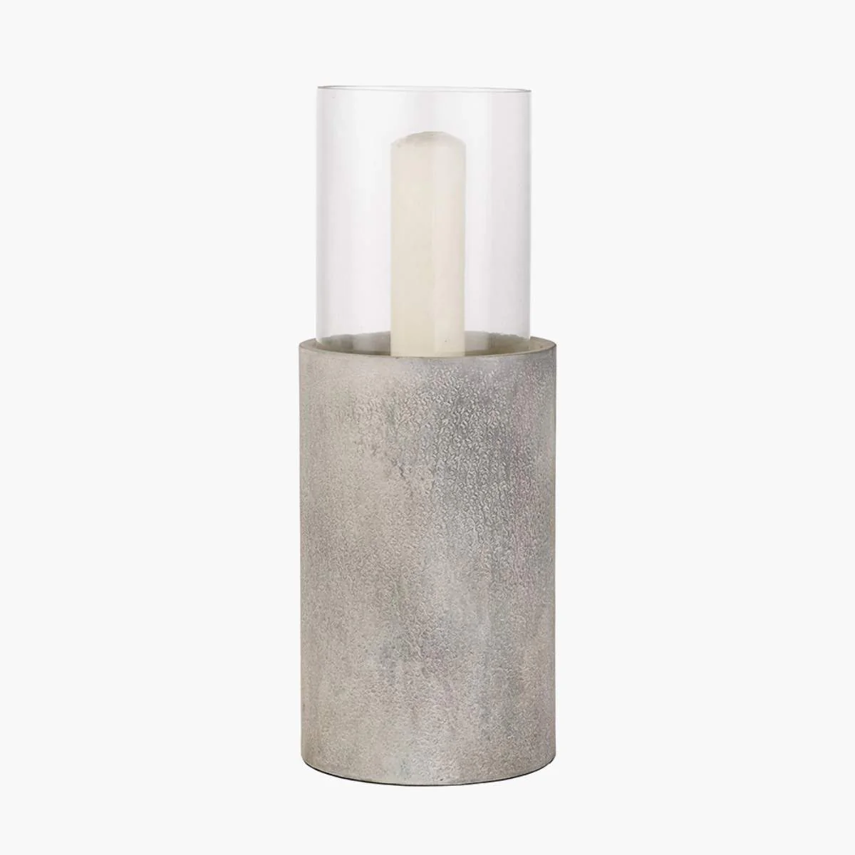 Pacific Lifestyle Stone Grey Metal and Clear Glass Hurricane Large - Image 2