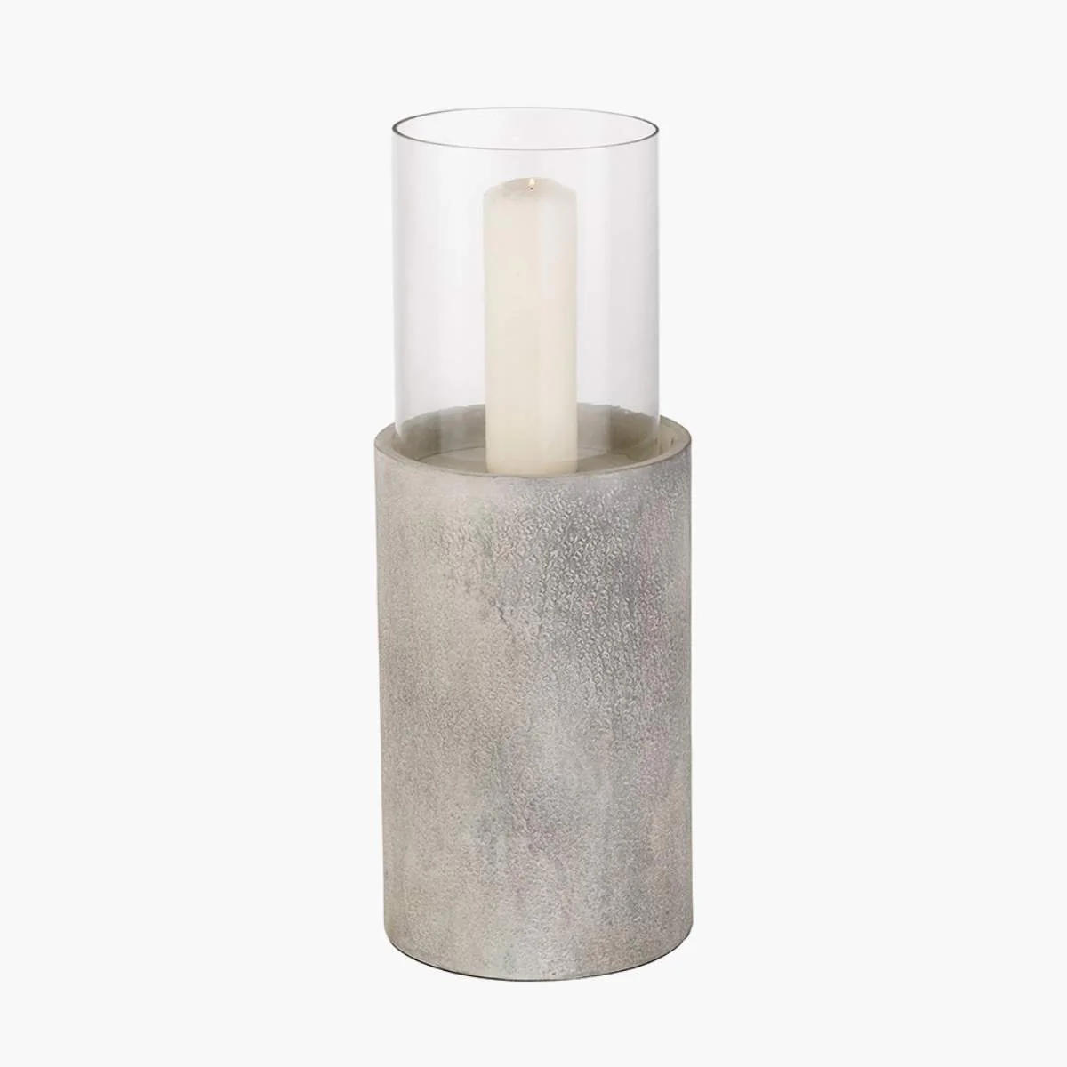 Pacific Lifestyle Stone Grey Metal and Clear Glass Hurricane Large - Image 3