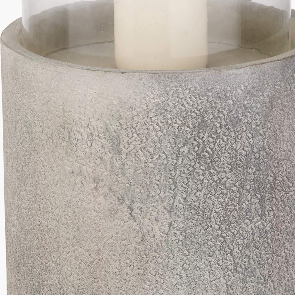 Pacific Lifestyle Stone Grey Metal and Clear Glass Hurricane Large - Image 5