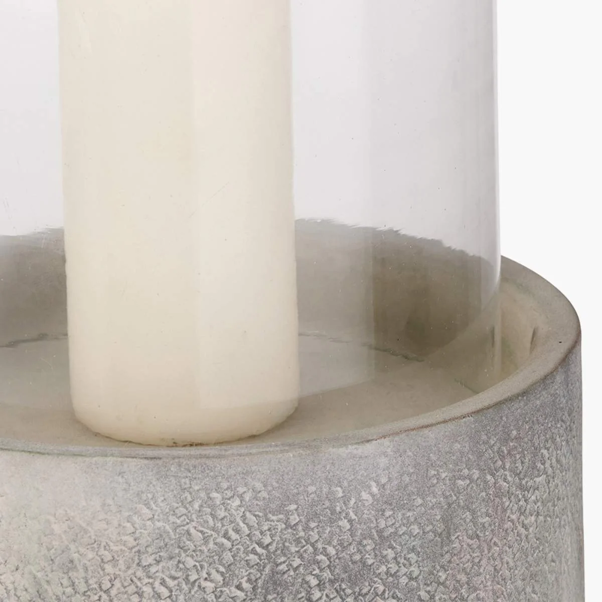 Pacific Lifestyle Stone Grey Metal and Clear Glass Hurricane Large - Image 6