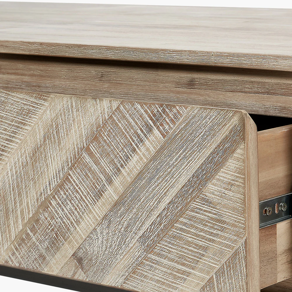 Pacific Lifestyle Torben Sand Wash Acacia Wood and Black Metal 2 Drawer Coffee Table - Image 3