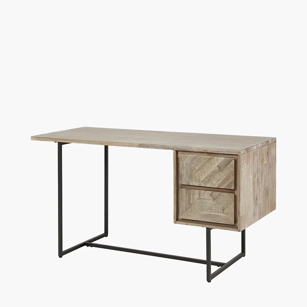 Pacific Lifestyle Torben Sand Wash Acacia Wood and Black Metal Desk - Image 2