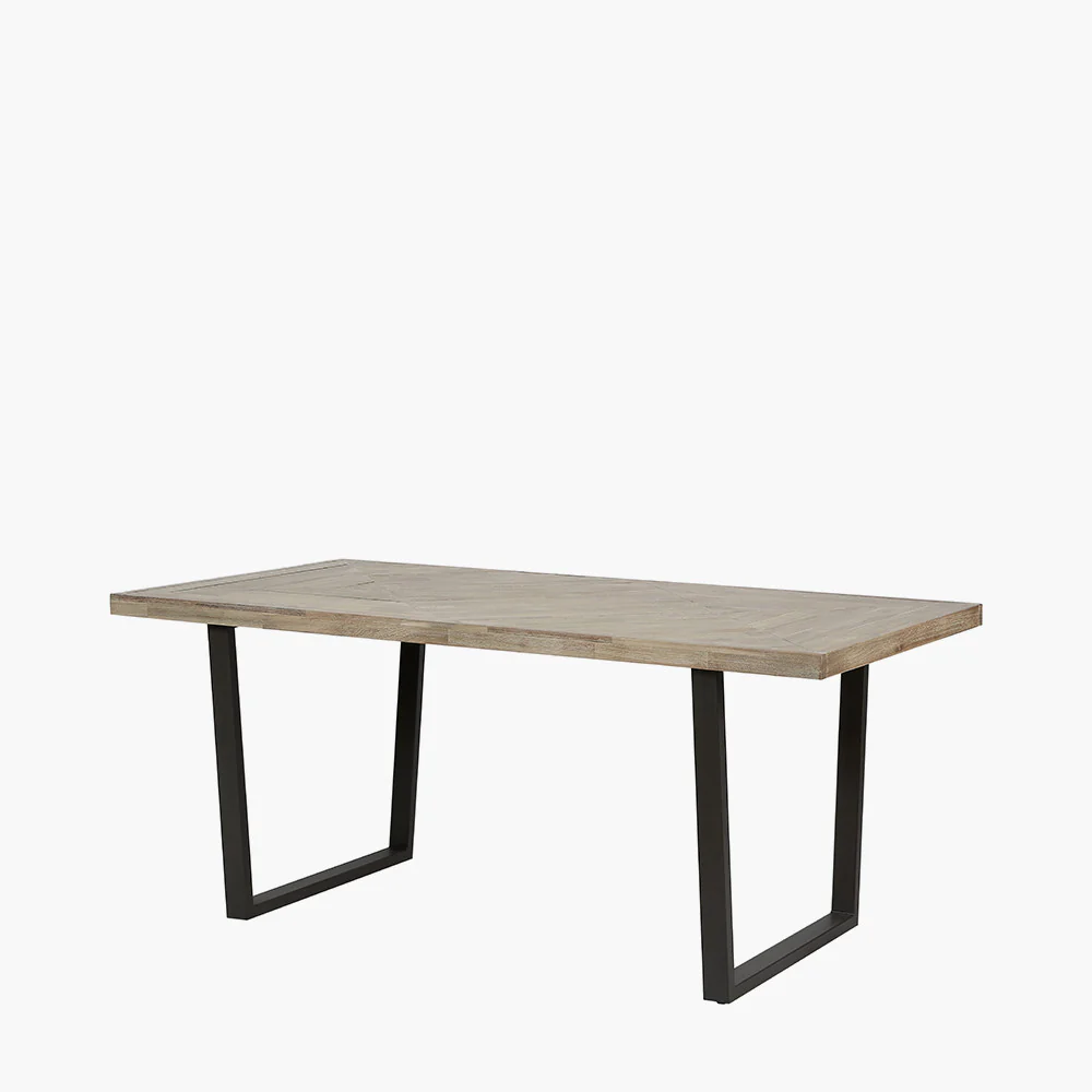 Pacific Lifestyle Torben Sand Wash Acacia Wood and Black Metal Dining Table - Image 2
