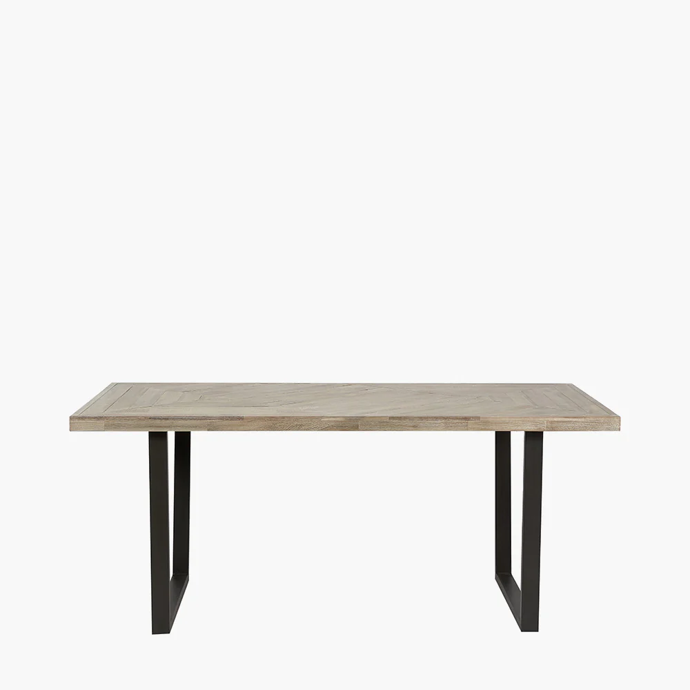 Pacific Lifestyle Torben Sand Wash Acacia Wood and Black Metal Dining Table - Image 3