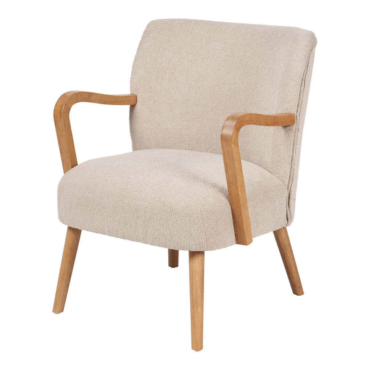 Pacific Lifestyle Torsten Taupe Teddy Fabric and Rubber Wood Occasional Chair - Image 2