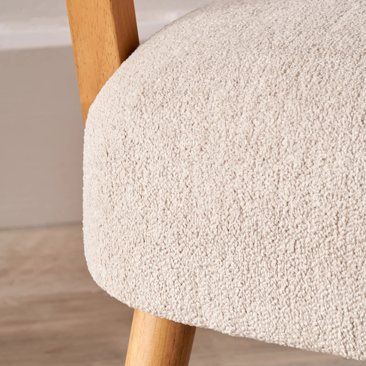Pacific Lifestyle Torsten Taupe Teddy Fabric and Rubber Wood Occasional Chair - Image 5