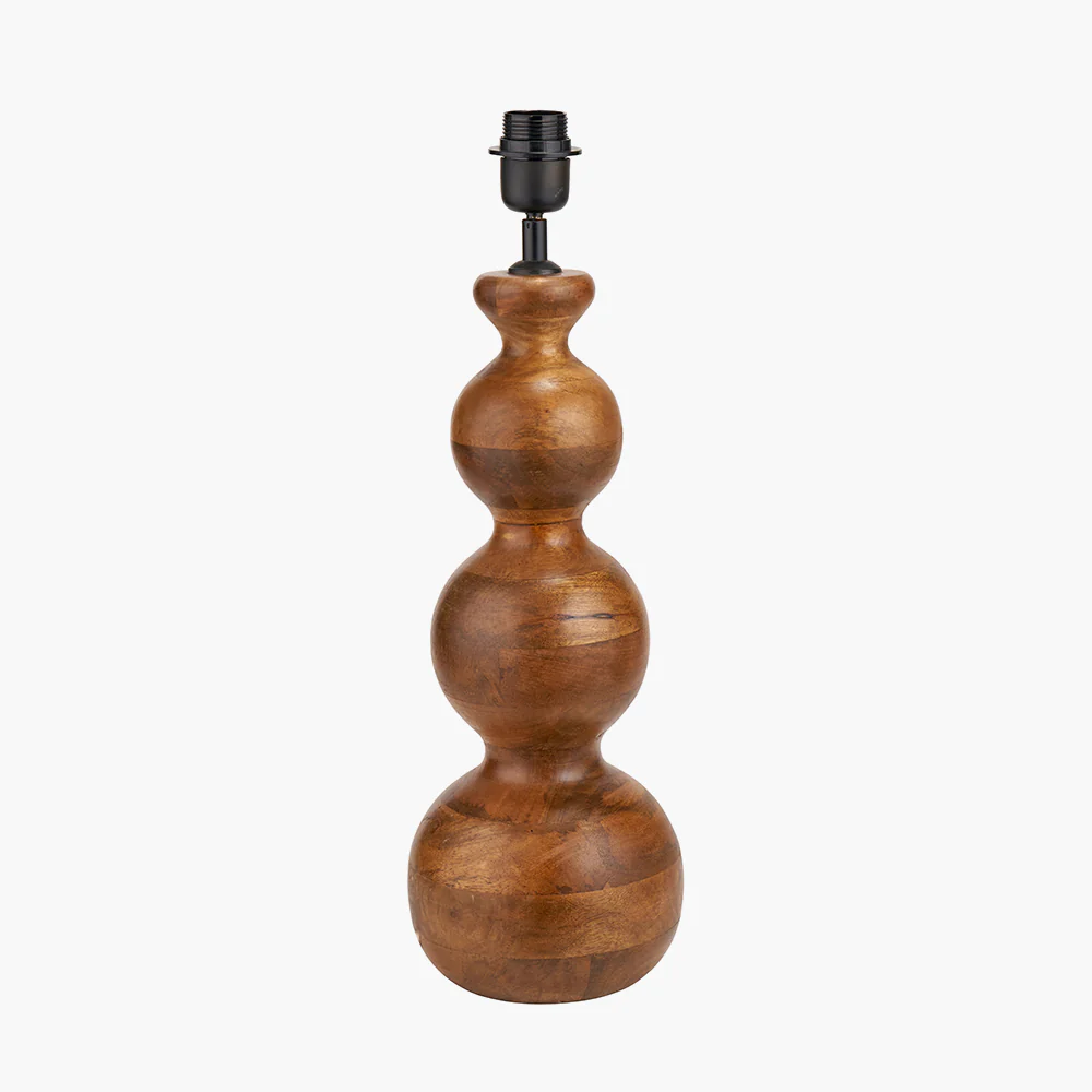 Pacific Lifestyle Tove Brown Oiled Finish Mango Wood 3 Ball Design Table Lamp Base - Image 2