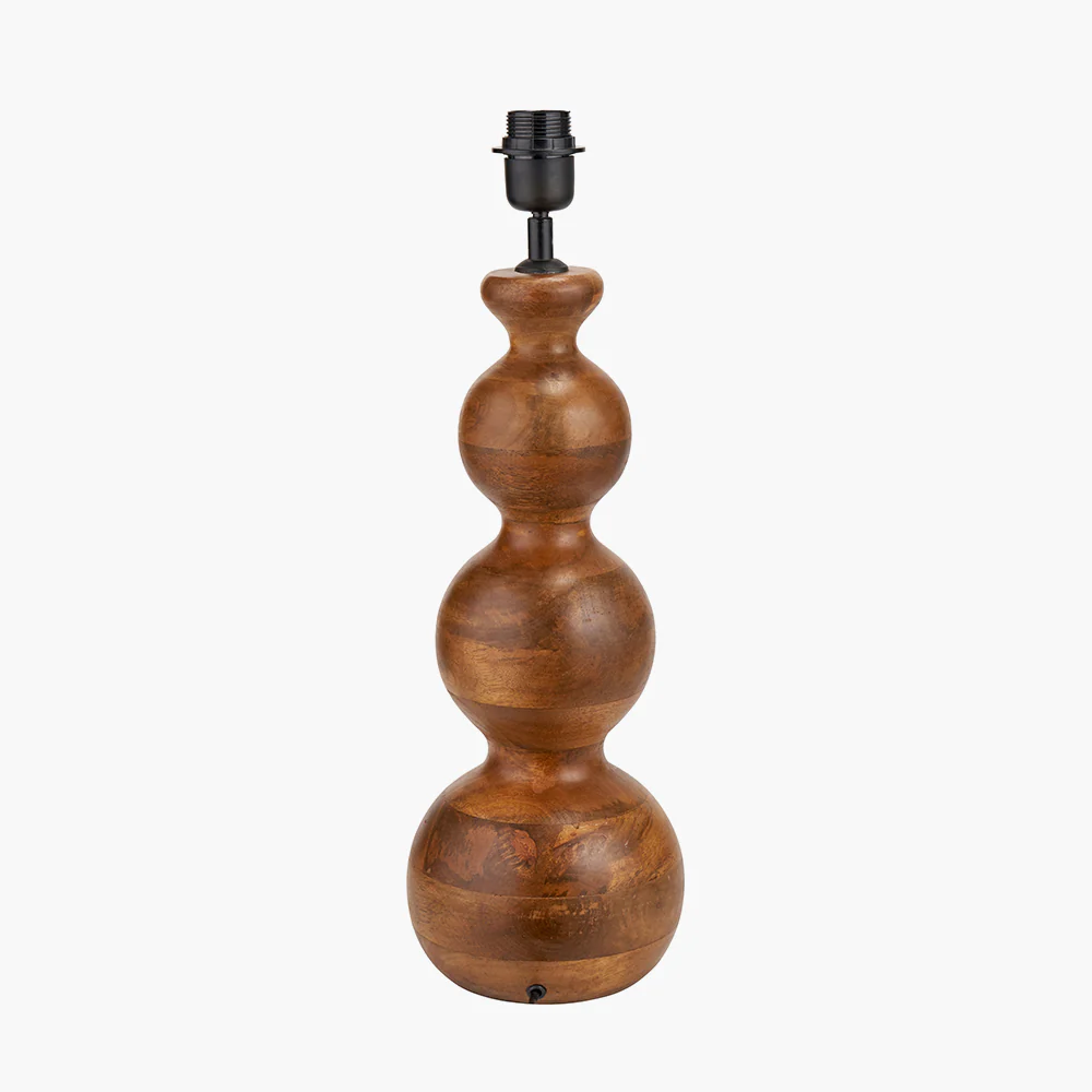 Pacific Lifestyle Tove Brown Oiled Finish Mango Wood 3 Ball Design Table Lamp Base - Image 3