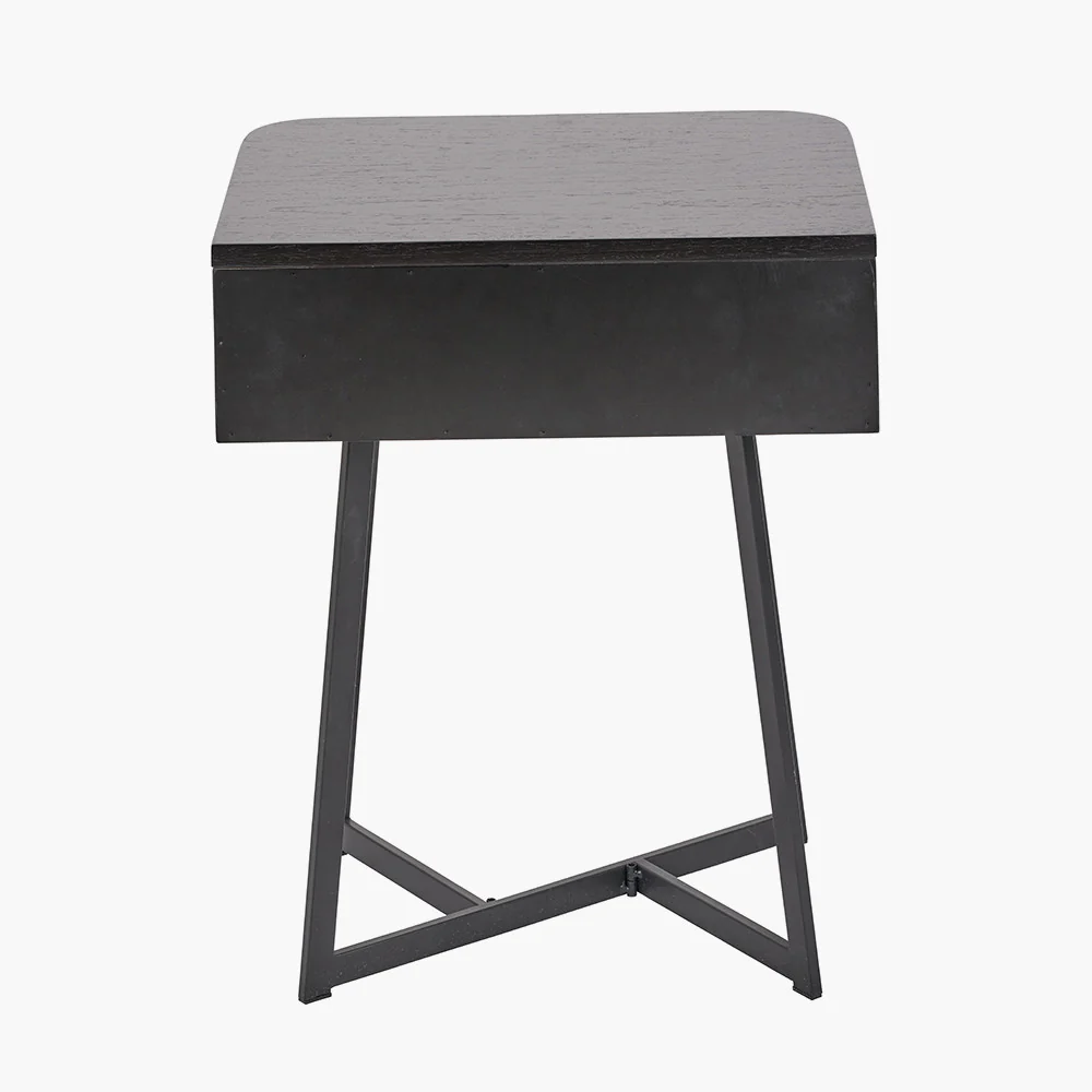 Pacific Lifestyle Ukiah Black Ash Veneer and Black Metal 1 Drawer Unit - Image 5