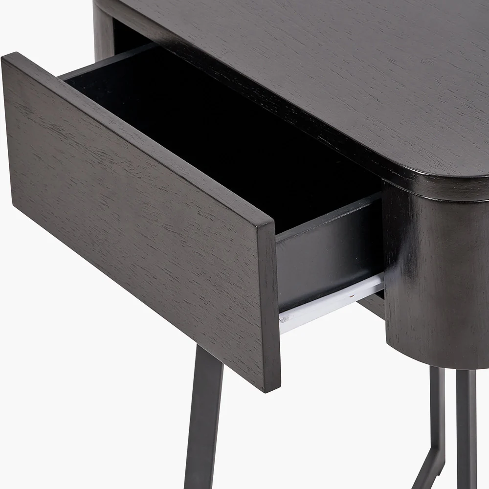 Pacific Lifestyle Ukiah Black Ash Veneer and Black Metal 1 Drawer Unit - Image 9